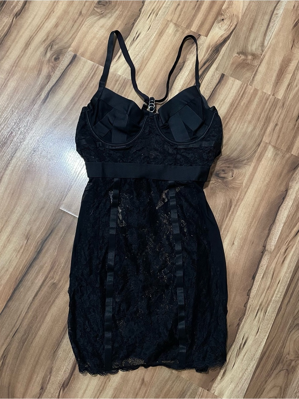 NWT Seductivewear by Cinema Etoile Black Lace Babydoll Dress with Thong Sz XL